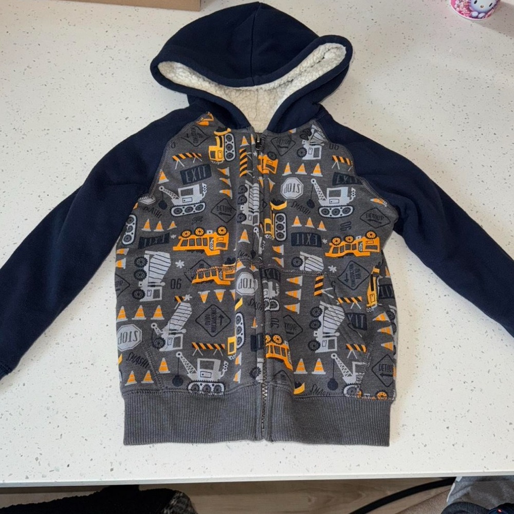 The Children's Place Navy and Gray Construction Hoodie